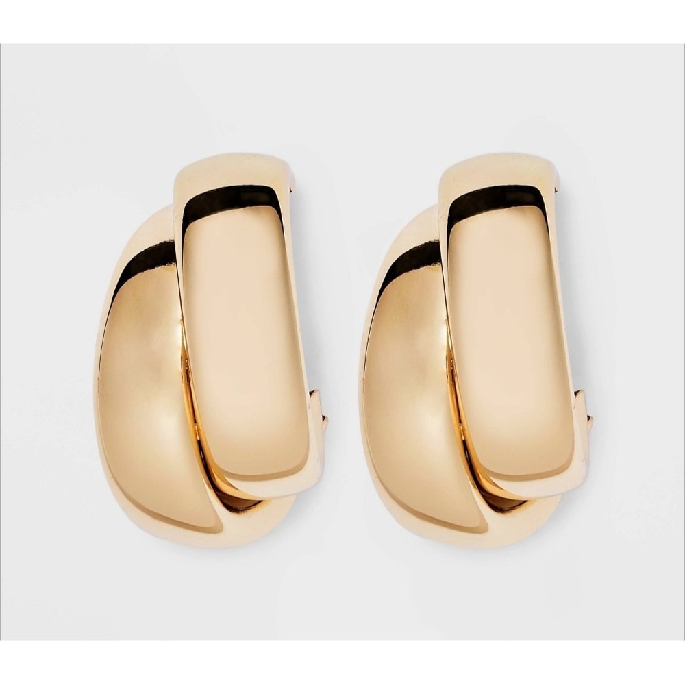 NwT A NEW DAY Gold Tone Double Hoop Nickel Free Earrings